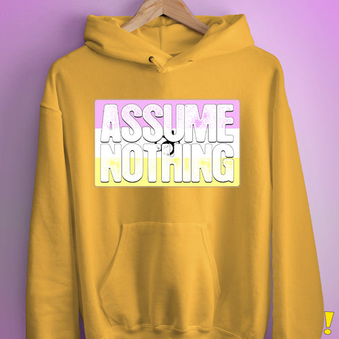 Assume Nothing Twink Pride Flag Hoodie - Mustard