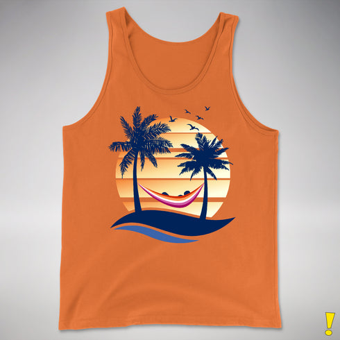 Lesbian Pride Hammock Summer Beach Sunset Premium Tank Top - Orange