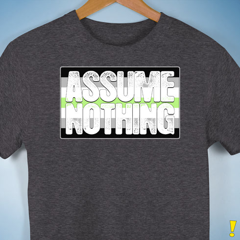 Assume Nothing Agender Pride Flag Premium Unisex T-Shirt - Dark Grey Heather