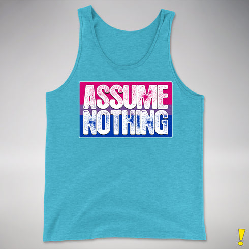 Assume Nothing Bisexual Pride Flag Premium Tank Top - Aqua Triblend