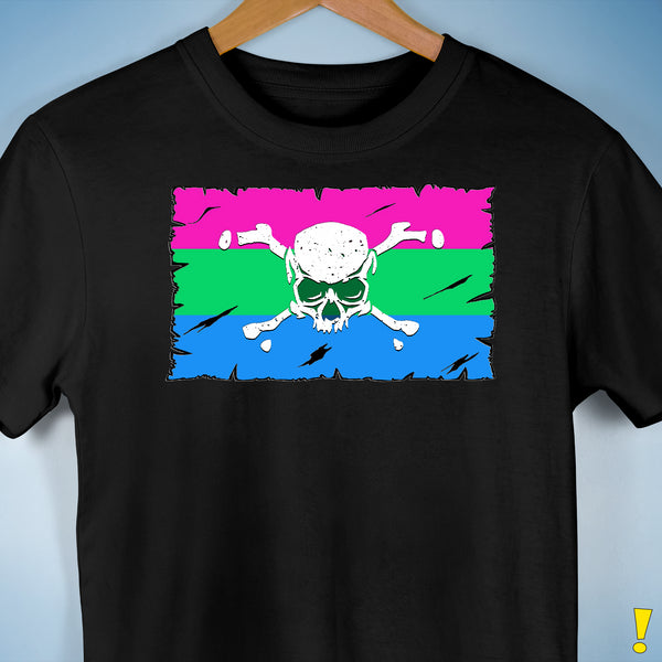 Polysexual Pride Pirate Flag Premium Unisex T-Shirt - Black