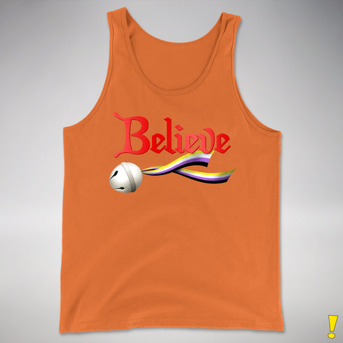 Believe Nonbinary Pride Jingle Bell Premium Tank Top - Orange