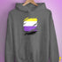 Nonbinary Pride Flag Ripped Reveal Hoodie - Grey Heather