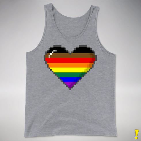 Philly LGBTQ Pride Pixel Heart Premium Tank Top - Grey Heather