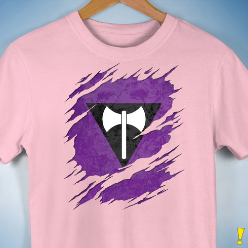 Lesbian Labrys Pride Flag Ripped Reveal Premium Unisex T-Shirt - Pink