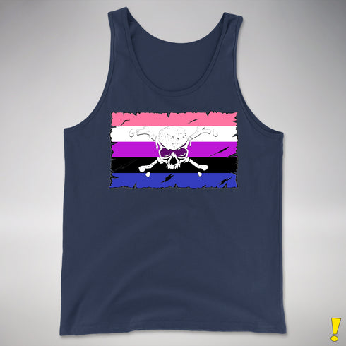 Genderfluid Pride Pirate Flag Premium Tank Top - Navy