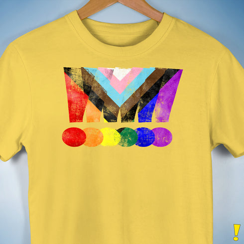 LGBTQ Progress Pride Grunge Exclamation Points Premium Unisex T-Shirt - Yellow