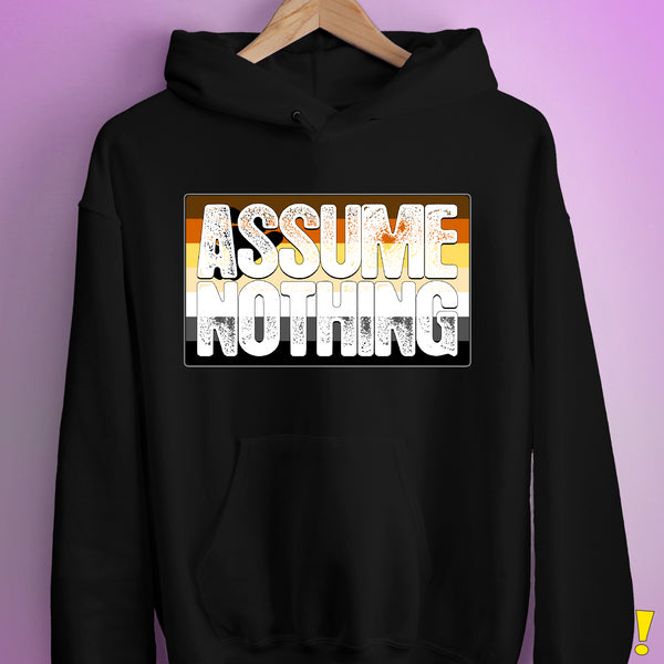 Assume Nothing Bear Pride Flag Hoodie - Black