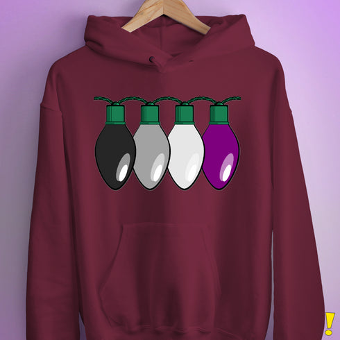 Asexual Pride Christmas Lights Hoodie - Maroon