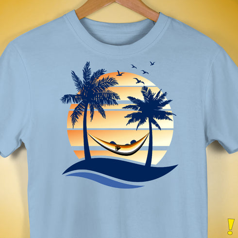 Bear Pride Hammock Summer Beach Sunset Premium Unisex T-Shirt - Baby Blue