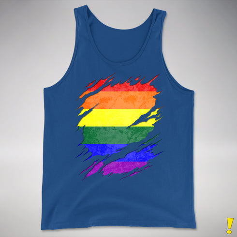 LGBTQ Pride Flag Ripped Reveal Premium Tank Top - Royal Blue