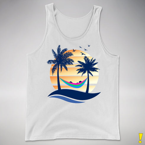 Polysexual Pride Hammock Summer Beach Sunset Premium Tank Top - White