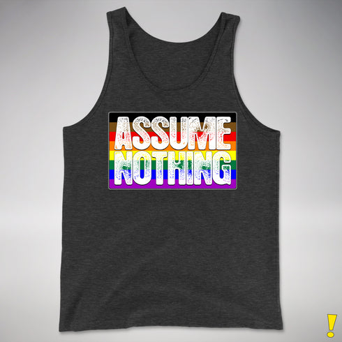 Assume Nothing Philly LGBTQ Gay Pride Flag Premium Tank Top - Charcoal Triblend