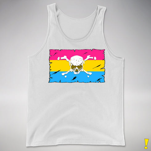 Pansexual Pride Pirate Flag Premium Tank Top - White