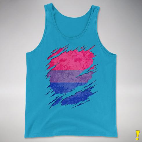 Bisexual Pride Flag Ripped Reveal Premium Tank Top - Neon Blue