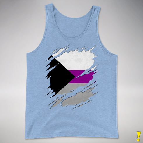 Demisexual Pride Flag Ripped Reveal Premium Tank Top - Blue Triblend