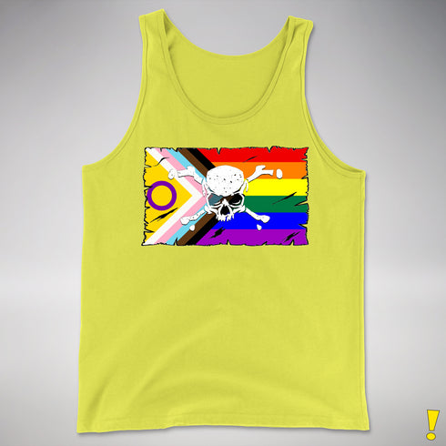 Intersex Inclusive Progress Pride Pirate Flag Premium Tank Top - Neon Yellow