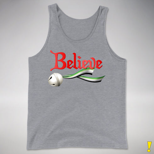 Believe Aromantic Pride Jingle Bell Premium Tank Top - Grey Heather
