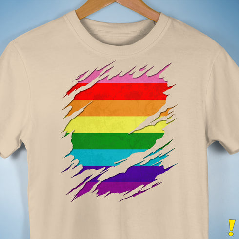 Original Gilbert Baker LGBTQ Gay Pride Flag Ripped Reveal Premium - Cream