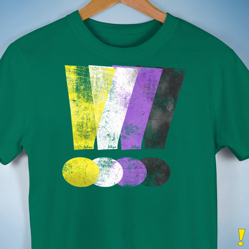 Nonbinary Pride Grunge Exclamation Points Premium Unisex T-Shirt - Kelly Green