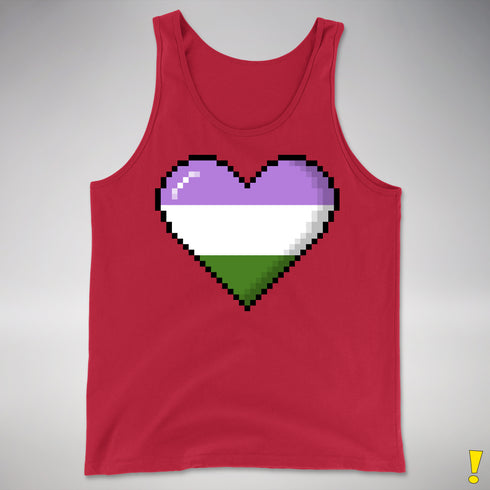 Genderqueer Pride Pixel Heart Premium Tank Top - Red