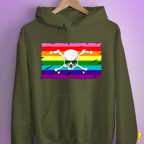 Gilbert Baker LGBTQ Pride Pirate Flag Hoodie - Army