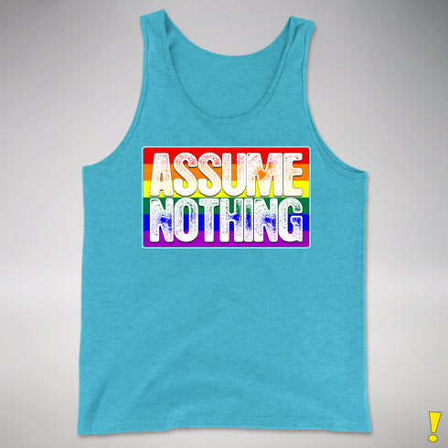 Assume Nothing LGBTQ Pride Flag Premium Tank Top - Aqua Triblend