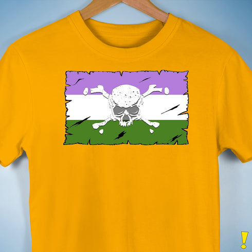 Genderqueer Pride Pirate Flag Premium Unisex T-Shirt - Gold