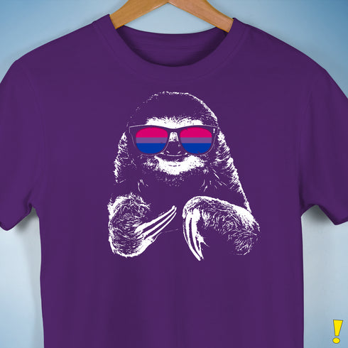 Pride Sloth Bisexual Flag Sunglasses Premium Unisex T-Shirt - Purple