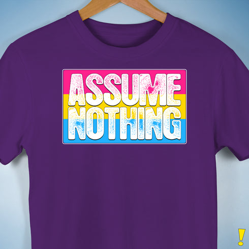 Assume Nothing Pansexual Pride Flag Premium Unisex T-Shirt - Purple