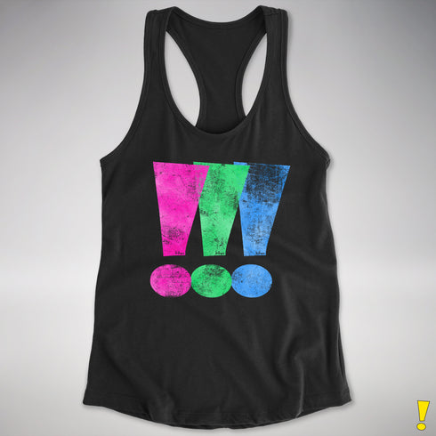 Polysexual Pride Exclamation Points Racerback Tank - Black