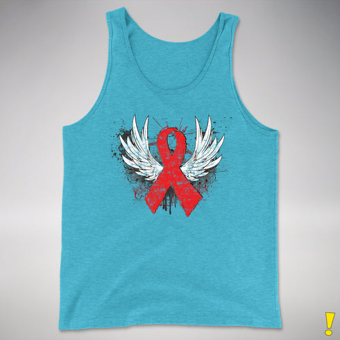 Winged Red Ribbon - World AIDS Day Premium Tank Top - Aqua Triblend