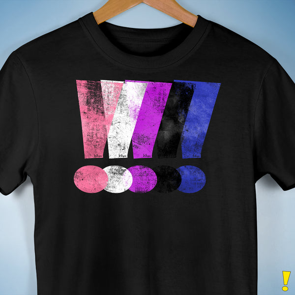 Genderfluid Pride Grunge Exclamation Points Premium Unisex T-Shirt - Black