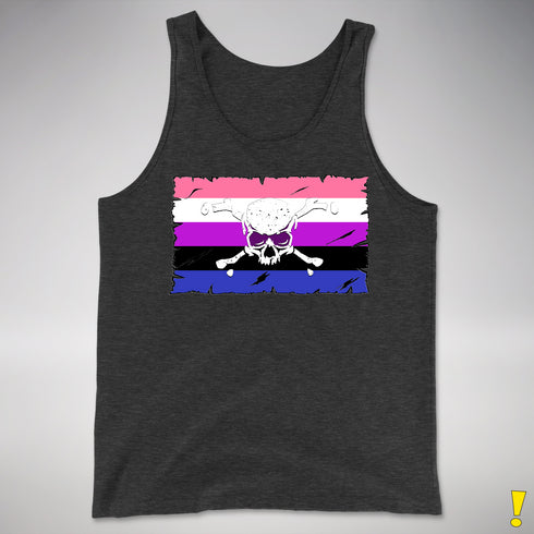Genderfluid Pride Pirate Flag Premium Tank Top - Charcoal Triblend