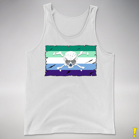 Gay Male Pride Pirate Flag Premium Tank Top - White