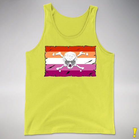 Lesbian Pride Pirate Flag Premium Tank Top - Neon Yellow