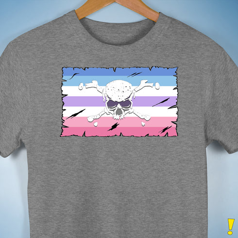Bigender Pride Pirate Flag Premium Unisex T-Shirt - Grey Heather