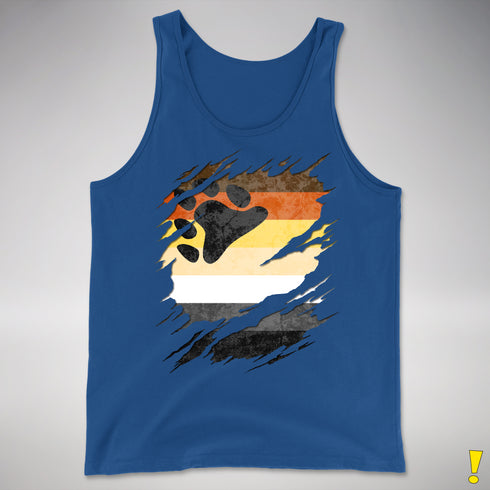 Bear Pride Flag Ripped Reveal Premium Tank Top - Royal Blue