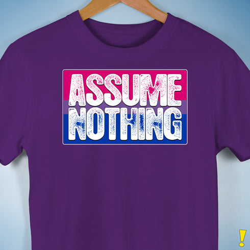 Assume Nothing Bisexual Pride Flag Premium Unisex T-Shirt - Purple