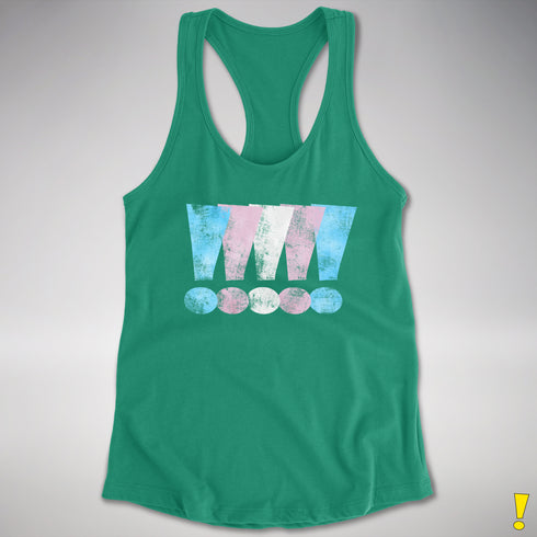 Transgender Pride Exclamation Points Women's Racerback Tank - Kelly Green