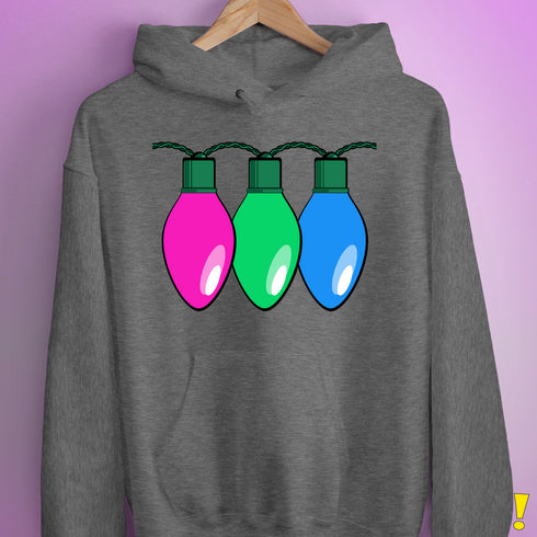 Polysexual Pride Christmas Lights Hoodie - Grey Heather