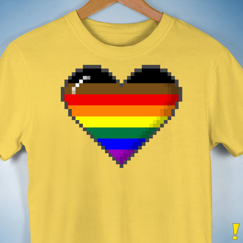 Philly LGBTQ Pride 8-Bit Pixel Heart Premium Unisex T-Shirt - Yellow