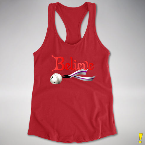 Believe Demisexual Pride Jingle Bell Racerback Tank - Red