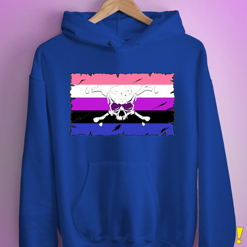 Genderfluid Pride Pirate Flag Hoodie - Royal Blue