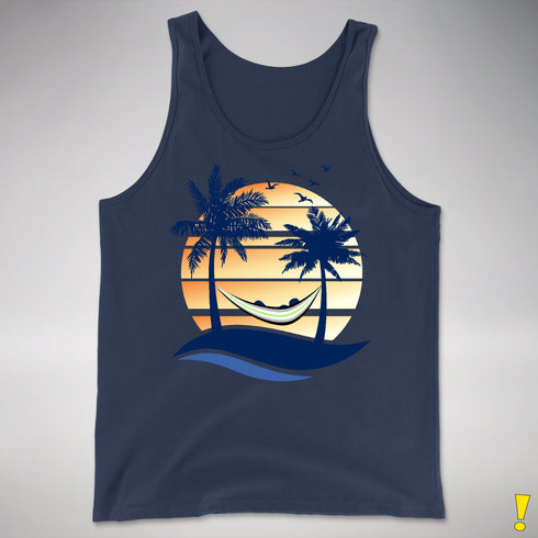 Agender Pride Hammock Summer Beach Sunset Premium Tank Top - Navy