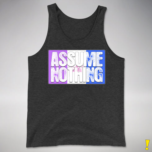 Assume Nothing Drag Pride Flag Premium Tank Top - Charcoal Triblend