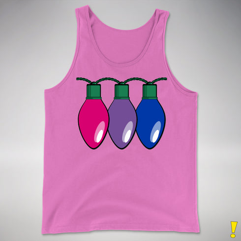 Bisexual Pride Christmas Lights Premium Tank Top - Neon Pink