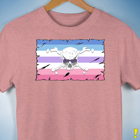 Bigender Pride Pirate Flag Premium Unisex T-Shirt - Mauve Heather