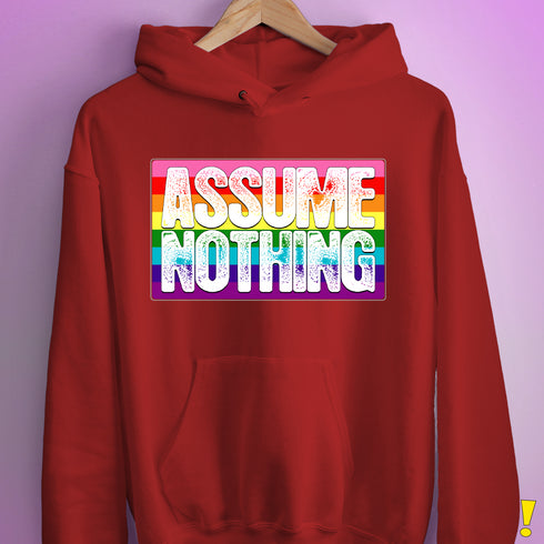 Assume Nothing Gilbert Baker Original LGBTQ Gay Pride Flag Hoodie - Red