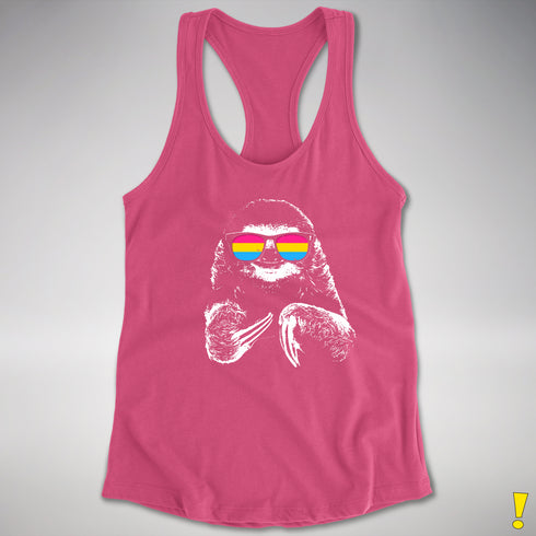 Pride Sloth Pansexual Flag Sunglasses Women's Racerback Tank - Hot Pink
